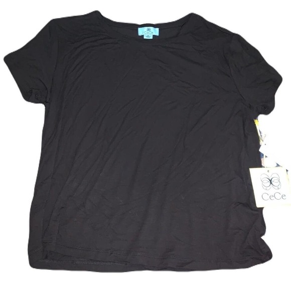 CeCe Black T-Shirt Short Sleeve Casual Top Basic Tee‎ Women's Size M - Picture 1 of 2